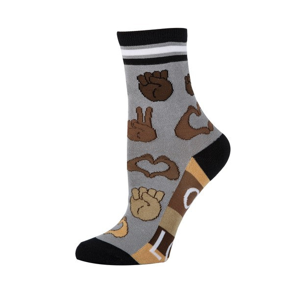 One Love - Women's Emoji Cotton Crew Socks-Teresa&#39;s Fashionista LLC