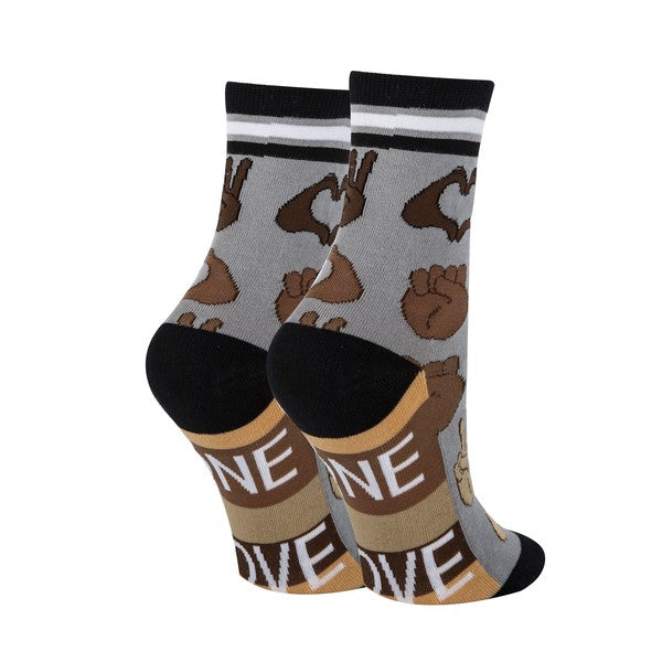 One Love - Women's Emoji Cotton Crew Socks-Teresa&#39;s Fashionista LLC