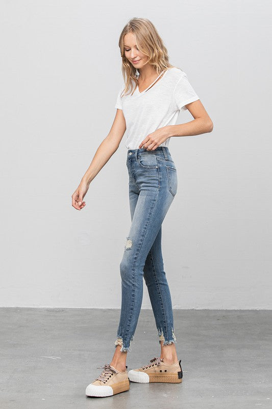 HIGH STRETCH MID RISE SKINNY JEANS - Teresa's Fashionista LLC