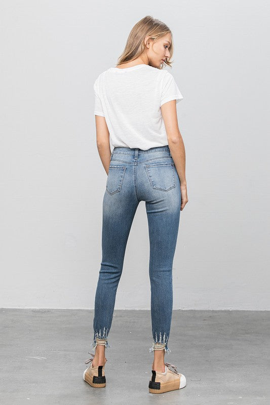 HIGH STRETCH MID RISE SKINNY JEANS - Teresa's Fashionista LLC
