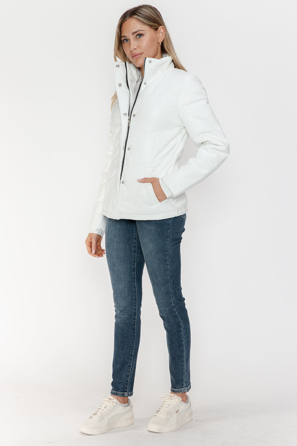 Snobbish Pocketed Zip Up Turtleneck Puffer Jacket - Teresa's Fashionista LLC