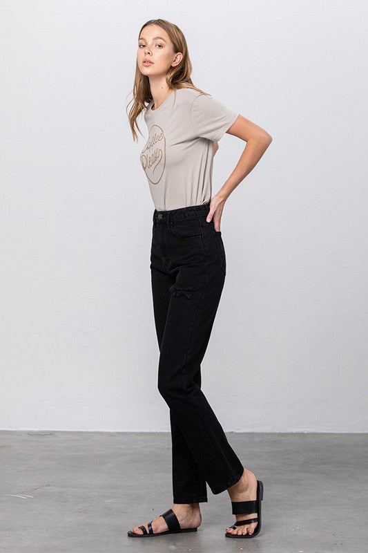JADON RIPPED MOM JEANS - Teresa's Fashionista LLC