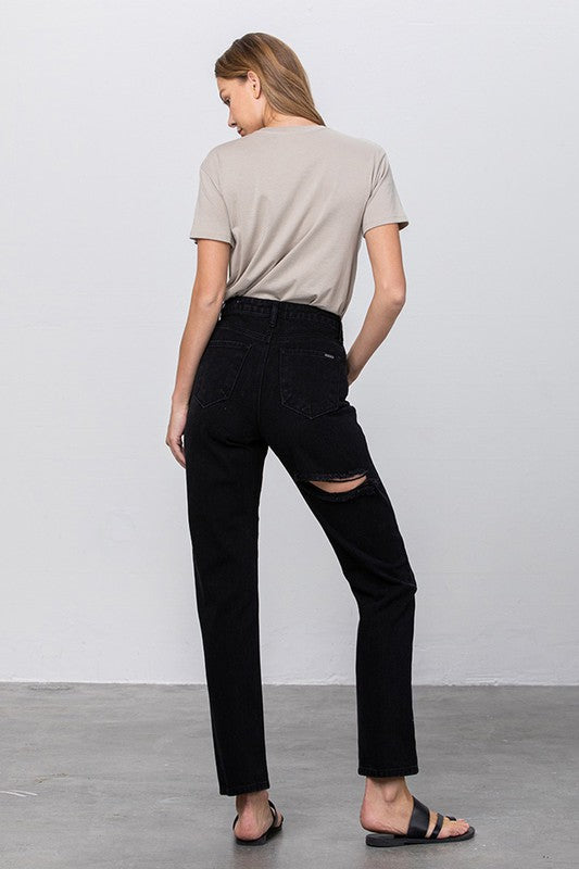 JADON RIPPED MOM JEANS - Teresa's Fashionista LLC