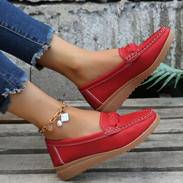 Weave Wedge Heeled Loafers-Teresa's Fashionista LLC