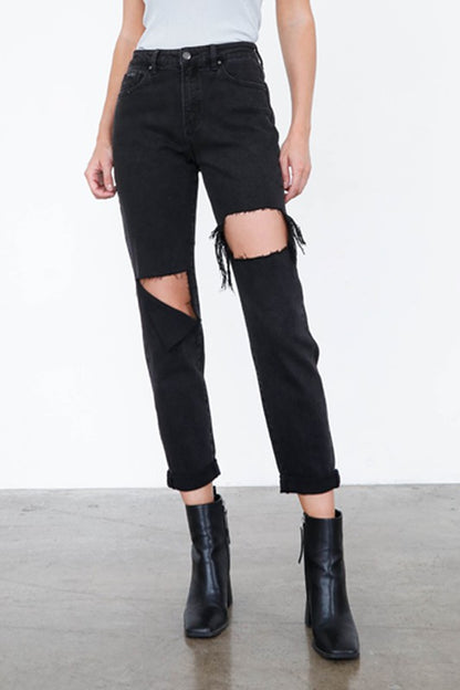 HIGH RISE DISTRESSED ANKLE JEANS - Teresa's Fashionista LLC