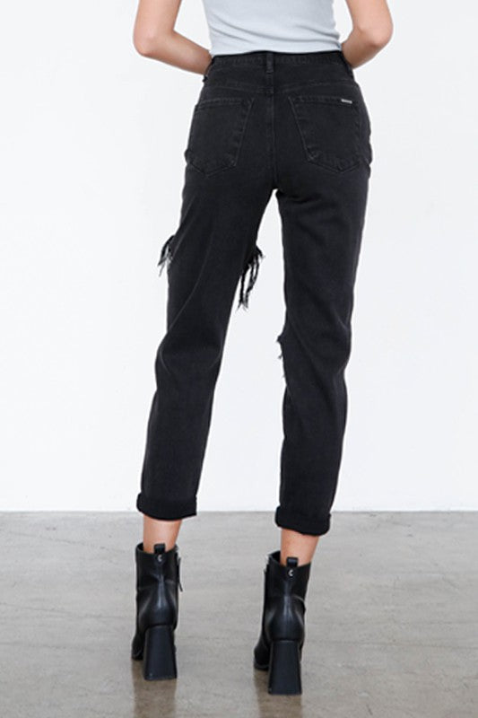 HIGH RISE DISTRESSED ANKLE JEANS - Teresa's Fashionista LLC