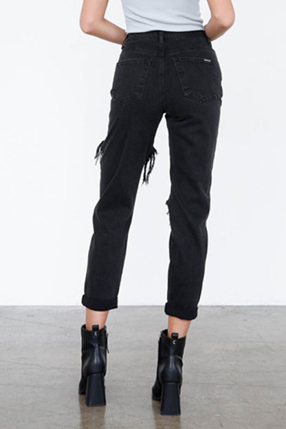 HIGH RISE DISTRESSED ANKLE JEANS - Teresa's Fashionista LLC