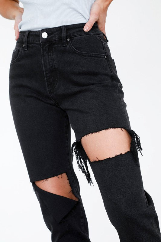 HIGH RISE DISTRESSED ANKLE JEANS - Teresa's Fashionista LLC