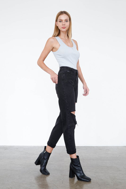 HIGH RISE DISTRESSED ANKLE JEANS - Teresa's Fashionista LLC