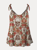 FAM-FAM Skull Scoop Neck Tie Shoulder Cami - Teresa's Fashionista LLC