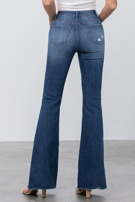 MID RISE DARK WASH FLARE JEANS - Teresa's Fashionista LLC