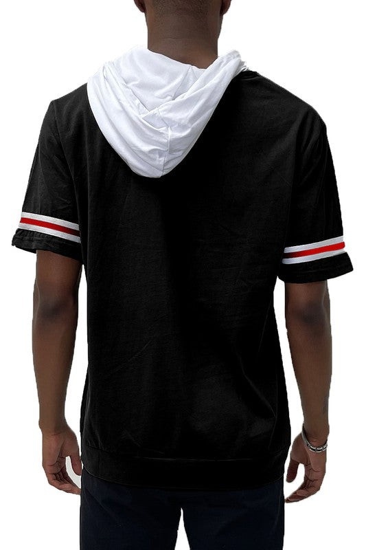 SHORT SLEEVE HOODED SHIRT-Teresa&#39;s Fashionista LLC
