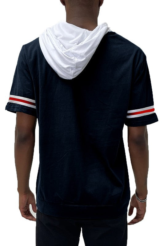 SHORT SLEEVE HOODED SHIRT-Teresa&#39;s Fashionista LLC