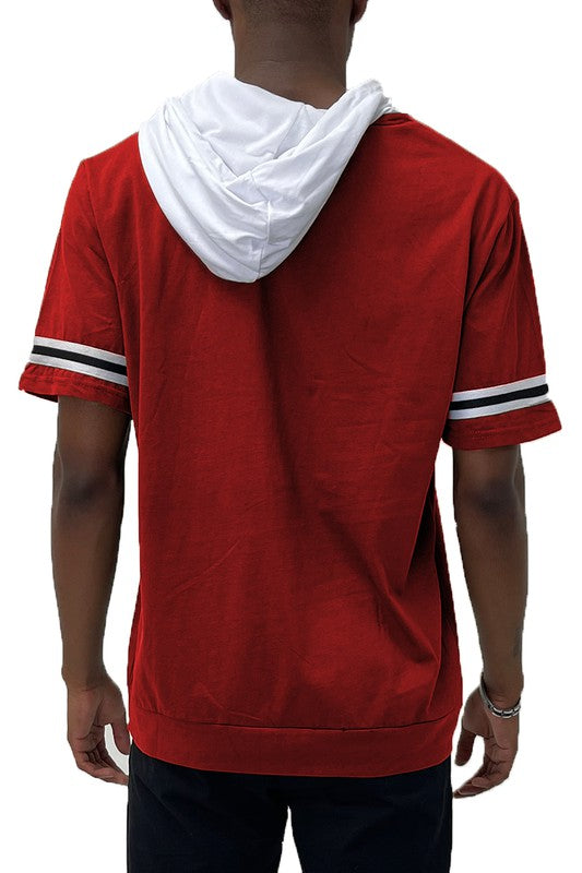 SHORT SLEEVE HOODED SHIRT-Teresa&#39;s Fashionista LLC