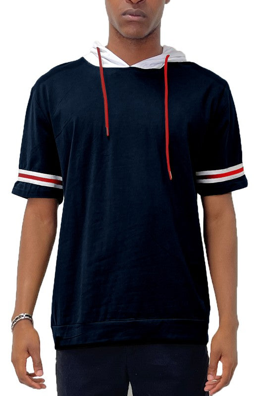 SHORT SLEEVE HOODED SHIRT-Teresa&#39;s Fashionista LLC