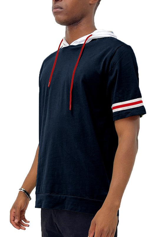 SHORT SLEEVE HOODED SHIRT-Teresa&#39;s Fashionista LLC