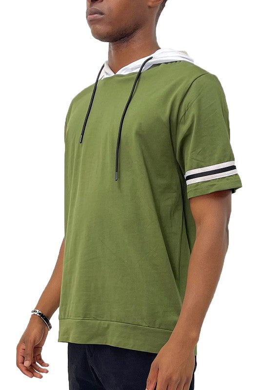 SHORT SLEEVE HOODED SHIRT-Teresa&#39;s Fashionista LLC