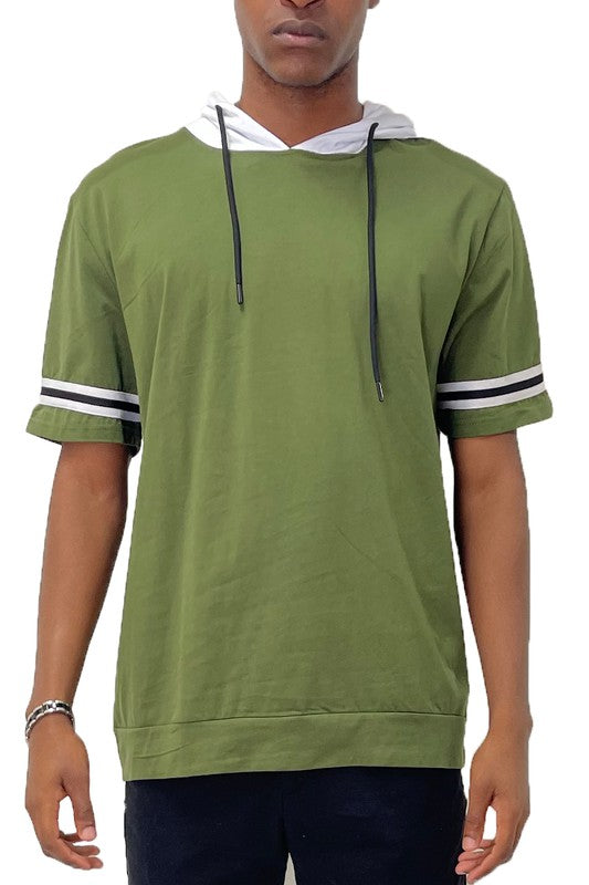 SHORT SLEEVE HOODED SHIRT-Teresa&#39;s Fashionista LLC