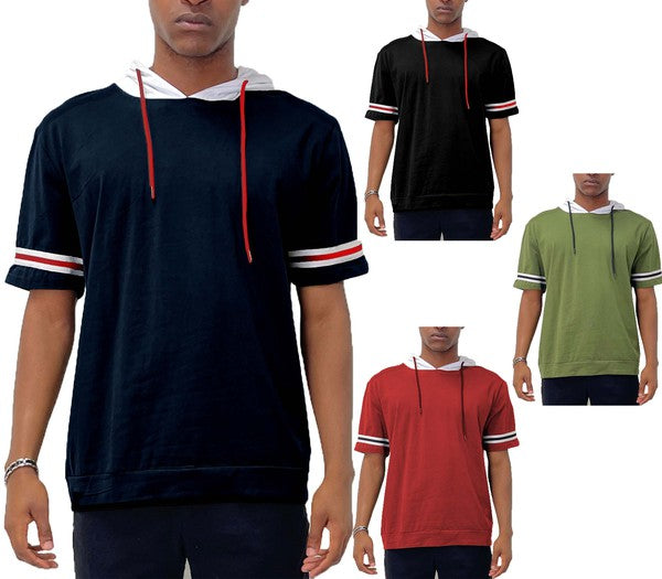 SHORT SLEEVE HOODED SHIRT-Teresa&#39;s Fashionista LLC