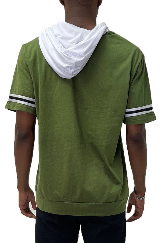 SHORT SLEEVE HOODED SHIRT-Teresa&#39;s Fashionista LLC