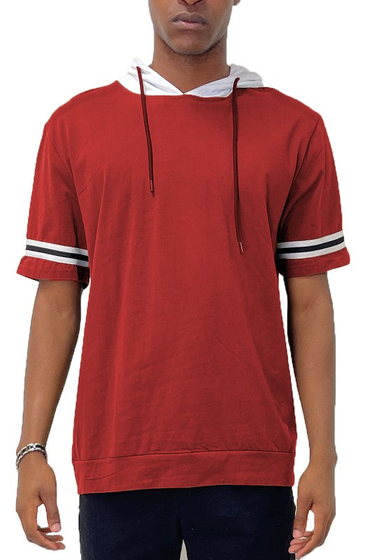 SHORT SLEEVE HOODED SHIRT-Teresa&#39;s Fashionista LLC