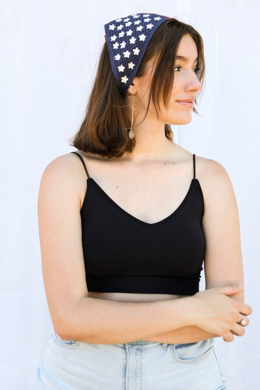 Crochet American Flag Hair Bandana - Teresa's Fashionista LLC