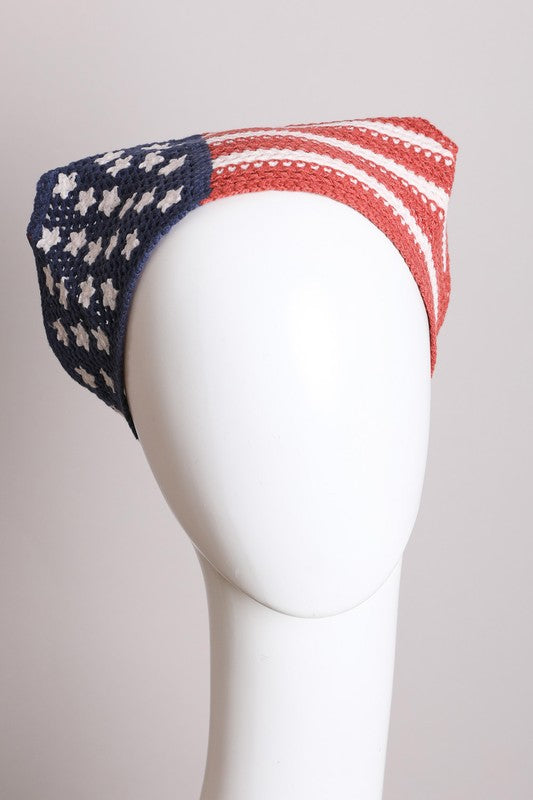 Crochet American Flag Hair Bandana - Teresa's Fashionista LLC