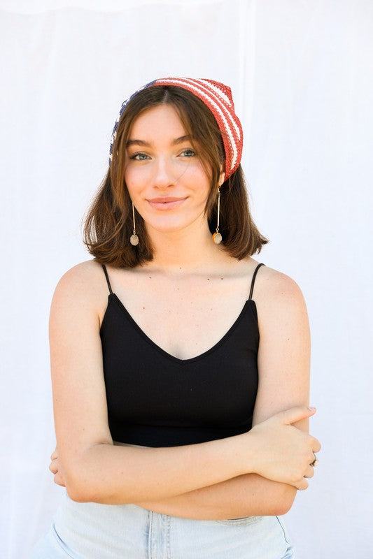 Crochet American Flag Hair Bandana - Teresa's Fashionista LLC