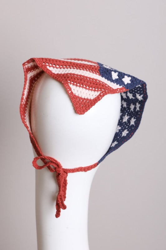 Crochet American Flag Hair Bandana - Teresa's Fashionista LLC