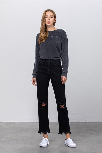DESTROYED STRAIGHT JEANS - Teresa's Fashionista LLC