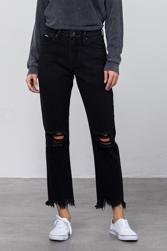 DESTROYED STRAIGHT JEANS - Teresa's Fashionista LLC