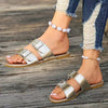 Open Toe Double Buckle Sandals-Teresa's Fashionista LLC