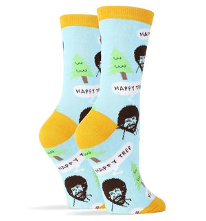 Bob Ross Happy Tree - Women's Funny Socks-Teresa's Fashionista LLC