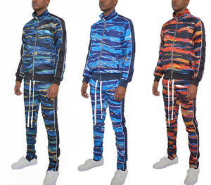 MENS PRINT FULL ZIP TRACK SUIT SET-Teresa's Fashionista LLC
