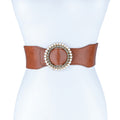 PEARL AND RHINESTONE ROUND BUCKLE BELT-Teresa's Fashionista LLC