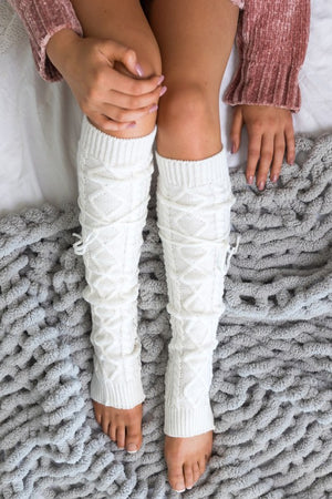 Cable Knit Long Tie Leg Warmer-Teresa's Fashionista LLC