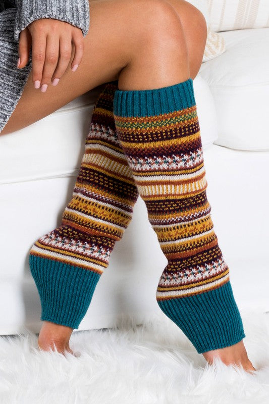 Short Fairisle Legwarmer-Teresa's Fashionista LLC