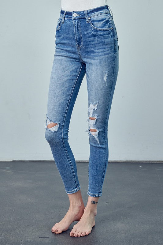 HIGH RISE ANKLE SKINNY JEANS - Teresa's Fashionista LLC