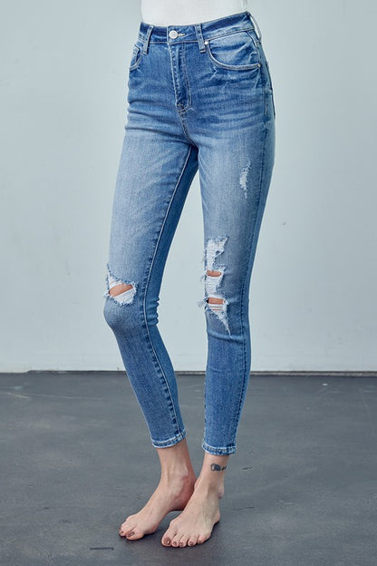 HIGH RISE ANKLE SKINNY JEANS - Teresa's Fashionista LLC