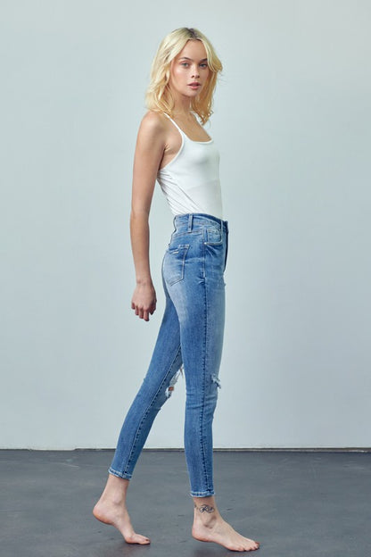 HIGH RISE ANKLE SKINNY JEANS - Teresa's Fashionista LLC