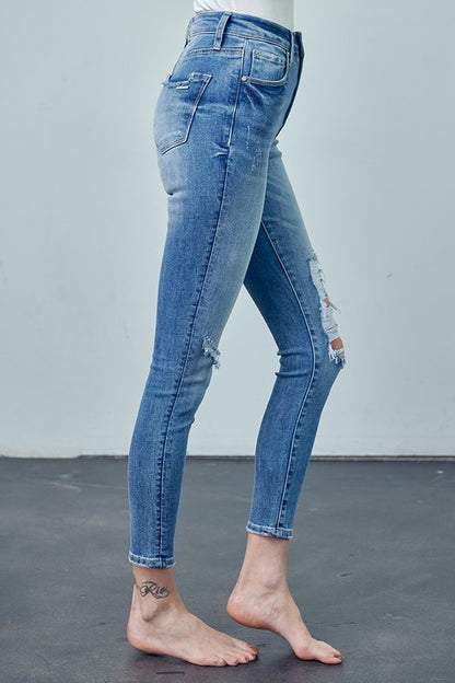 HIGH RISE ANKLE SKINNY JEANS - Teresa's Fashionista LLC