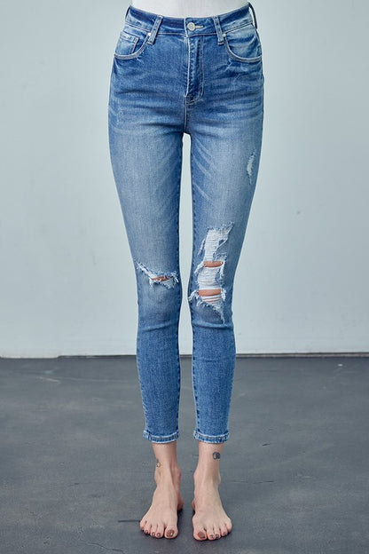 HIGH RISE ANKLE SKINNY JEANS - Teresa's Fashionista LLC