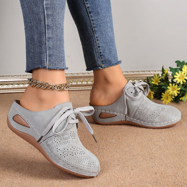 Lace-Up Round Toe Wedge Sandals-Teresa's Fashionista LLC