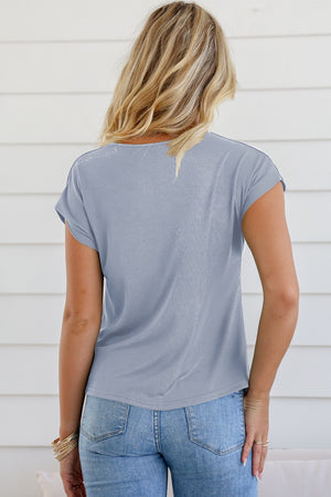 Cowl Neck Short Sleeve T-Shirt-Teresa's Fashionista LLC