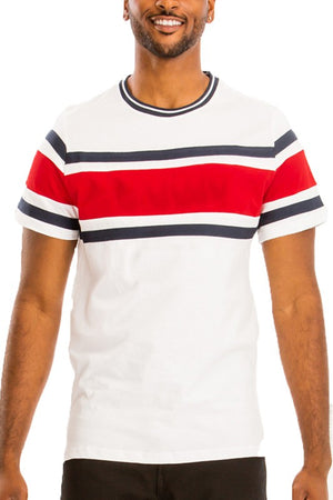 COTTON THREE STRIPE TSHIRT-Teresa's Fashionista LLC