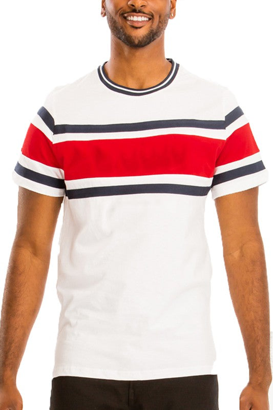 COTTON THREE STRIPE TSHIRT-Teresa's Fashionista LLC