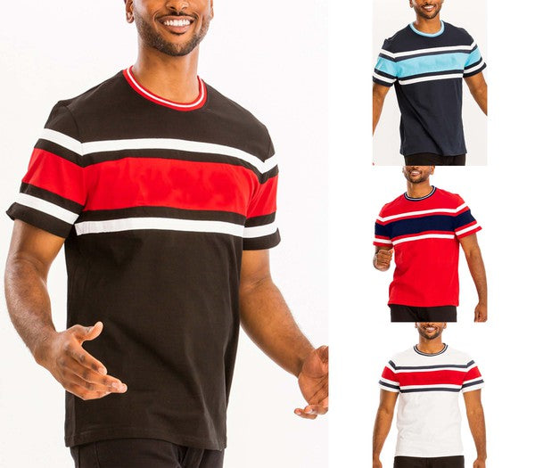 COTTON THREE STRIPE TSHIRT-Teresa's Fashionista LLC