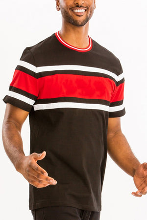 COTTON THREE STRIPE TSHIRT-Teresa's Fashionista LLC