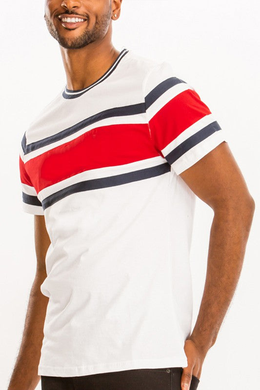 COTTON THREE STRIPE TSHIRT-Teresa's Fashionista LLC