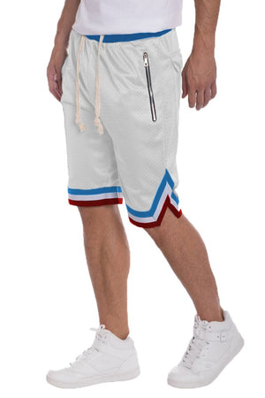 STRIPED BAND SOLID BASKETBALL SHORTS-Teresa's Fashionista LLC